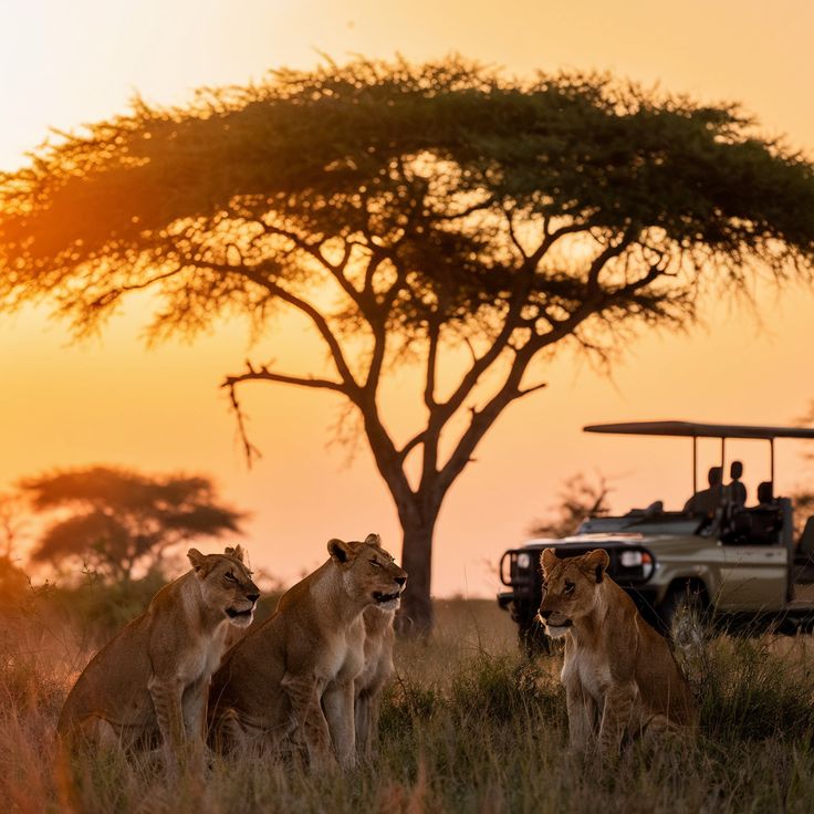Lion at Sunset Game Drive
